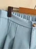 Plus -kläder för kvinnor Summer Shorts Hög midja Elastisk med dragkedja med dragkedjor som är droppande veckade byxor stor byxa 240411