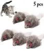 5pcs myszy kota zabawki Fałszywe myszy Myse Myszy Long Tail Soft Real Rabbit Fur Toy dla kotów Pluszowe szczury grające zabawki dla zwierząt domowych L21198080