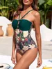 Swimwear femminile 2024 Cavalca da bagno floreale Donne torna un pezzo Sexy femminile da bagno bagni da bagno da bagno da nuoto