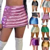 Юбка юбка из тюля сексуальное металлическое мини -блеск клуб Club Bodycon Costum