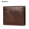Wallets GENODERN New Genuine Leather Men's Wallet Anti RFID European & American Retro Oil Wallet for Men Bifold Male Purse