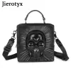 Buckets JIEROTYX 3D Skull Box Handbag for Women Gothic Top Handle Shoulder Bag Personality Punk Cell Phone Bags Maquillage