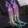 Dingle örhängen 2024 glittrande full strass lång tofs för kvinnor bijoux trendiga stora droppbröllop smycken gåvor