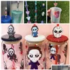 Drinking Sts Moq 20Pcs Horror Movie Halloween Custom Sile St Toppers Er Charms Buddies Diy Decorative 8Mm Party Supplies Gift Drop De Otf96