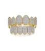 S Vampire Teeth Grillz Mens Hiphop hängslen Grillsauriculate Zirconium Gold Grills9202901