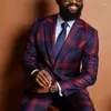 Męskie garnitury Plaid African dla mężczyzn 2024 Spełnienie Check Wedding Groom Tuxedo Lapel Custom Male Suit 2 sztuki (spodnie z kurtkami)