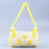 Sacs de soirée Hiver jaune blanc plaid acrylique sac perlé contraste armonnier couleur pour les femmes 2024 épaule de haute qualité