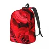 Backpack Red Rose Print Eleganckie kwiatowe mężczyźni poliestrowe plecaki na zewnątrz lekkie urocze torby z liceum plecak