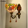 Lâmpadas de parede Arte barroca de manchado Mediterrâneo Tiffany iluminação de cristal Bedroom Bedside Mirror Front Lamp Barring Igreja