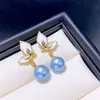 New Natural Freshwater Pearl Earrings Glacier Blue Match Akoyas Seawater True Many Heather Colors Vj81