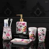 Badtillbehör set kinesisk stil badrum keramisk tvättstuga tillbehör tandborste hållare tvål dispenser skål gurgle cup bröllop gåvor