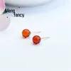 Boucles d'oreilles Stud Natural S925 argent incrusté Blood Perle Eau purifiant la boucle d'oreille Amber Simple Elegant Persualized Charm Fashion polyvalent