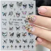 3D Holographic Black Butterfly Nails Slider Laser Selfadhesive décalsive Dark Castle Conses