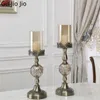 Candle Holders Simple European Holder Dining Table Pillar Transparent Vintage Metal Candelero Wedding Decoration