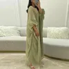 Casual Dresses Ethnic Vintage Solid Tassel Cotton Linen Dress Women 2024 Spring O Neck Loose Long Maxi Summer Lantern Sleeve Boho