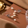 Boucles d'oreilles en peluche de style français romantique laid sans cassettes floral pour femmes perles naturelles bijoux de robe élégante 925 argent
