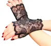 Мода Женщины Крушяные цветочные длинные перчатки без пальцев половина пальцев перчатки с сетью с сетовой сетью.