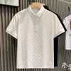 ファッショナブルで豪華なジャクアードレジャーポロシャツ夏の快適で通気性のある若者スリムフィットポロネックショートスリーブTシャツメンズトップ