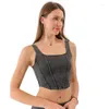 Women's Vests 2024 Ladies Denim Sports Vest U-Shaped Elastic Slimming Outer Wear Quick-Drying Fitness