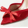 Slippers 2024 Summer Fashion Women's High Stietto Heel Peep Toe Catwalk Shows with Bow