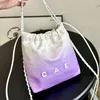 22Bag Mini Designer Multi Color Gradient Women Garbage Silver Coin Charm Shoulder Bag Summer Beach Bag White Hardware Matelasse Chain Portable Shopping Bag 19/22cm