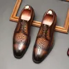 Dress Shoes Luxury Men's Genuine Leather Crocodile Pattern Cap Toe Oxfords Lace Up Italian Wedding Business Formal For Men