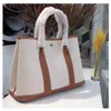 Tote bag genuine leather New Home Canvas Garden Head Layer Cowhide Tote Letter Bag Large Capacity Handheld Casual Straddle Bag