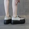 Lässige Schuhe 8cm Kuh echte Leder Chunky Sneakers Mode Frauen vulkanisieren Keilplattform Comfy Pumps gemischte Farbe