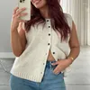 Tank da donna Chic Fashion Knitting Tops Women Summer Sleeveless Front Button Basic Basic Aesthetic 90S Vintage Y2K Crop Streetwear