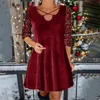 Casual Dresses Sexig Cross Strap V Neck Dress for Women Mid-Leng Sequin Långärmad Velevet Elegance Evening Party Lossa en linje Vestidos