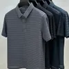 Ice Silk Mesh Hollow Polo Shirts Summer Korea mode andas lösa t-shirts män kläder kortärmad t shirt ropa 240412