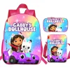 Rugzakken schattige Gabby's Dollhouse Schoolbag -rugzakken voor studenten Girls Back to School Gift Knapsack 3 PCS Set Children School Tassen