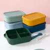 Baby Gift Feeding Solid Food Silicone Dinner Plate Container Storage For Cereals Microwave Heating Lunch Box With Lid 240412