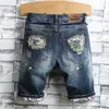 Men d'été Ripped Jeans Streetwear Hole Straight Slim Casual Denim Shorts masculins Brand Clothes 240416