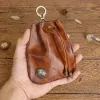 財布オリジナルの革の男性コイン財布ドローストリングデザインタバコの細かいためのヴィンテージレザーポケットウエストハンギングキーオーガナイザーウォレット