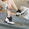 Casual Shoes Genuine Leather Sport For Women Autumn Fashion Mixed Color Platform Wedge White Sneaker Female Tennis Breathable