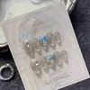 偽の爪10pcsラブバブルフランスの合金鋼球チェーン手作りアクリルピンクの人工ネイルを添えたバレエアルモンドプレス