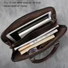 Vintage Herren Aktentasche Top -Layer Cowide Casual Handtasche Leder Business Schulter Messengerbeutel Brauner 14 -Zoll -Laptop NZPJ 240418