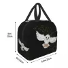 Väskor Halloween Owl Flight Thermal Isolated Lunch Bag Women Witch Magic Portable Lunch Tote for Work School Travel Storage Food Box