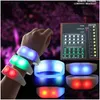 Other Event Party Supplies 15 Color Remote Control Led Sile Bracelets Wristband Rgb Changing With 41Keys 400 Meters 8 Area Luminous Wr Otrxe