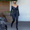 Dames jumpsuits v-neck lange mouw vinger jumpsuit topv kraag kraam