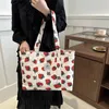 Shoulder Bags Cute Cherry Strawberry Print Casual Tote Bag Large Capacity Shopping Nylon Aesthetic Handbag Grocery For Women