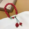 Accessorio geomanzia antico elefante cinese-chic koi elastico a mano imitazione vermilion gioielli duri per tallone femmina