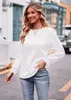 Frauen T-Shirts WediFor Elegant O Hals Frauen Langarm Langarm Solid Color Casual T-Shirt Herbst Winter Büro Arbeit Damen Kleidung Dropship