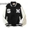 Autumn and Winter High Street Trendy Brand American Patchwork Baseball Coat Män Lose Casual Par Leather Sleeves Woolen Jacket