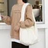 Väskor stor kapacitet fast färg koreanska kvinnor duk väska kausal enkla damer axelväska student crossbody shopping väska