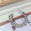 Hip Hop Rapper Silver 925 Joyas para hombre Icido Diamante de 15 mm 3 Filas Moissanite Cuban Link Chain Bracelet