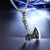 Hanger kettingen vintage boetiek roestvrij staal viking wolf en odin kraai ax ketting heren sieraden verjaardag cadeau groothandel