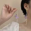 Dangle Earrings Pearl Crystal Acrylic Blue Pink Butterfly Tassel For Women 2024 Korean Fashion Jewelry Birthday Party Gifts