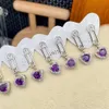 Stud 24 Primavera Corte Natural de Amethyst Brincos de luxo Com diamante completo Incluste para mulheres benefícios